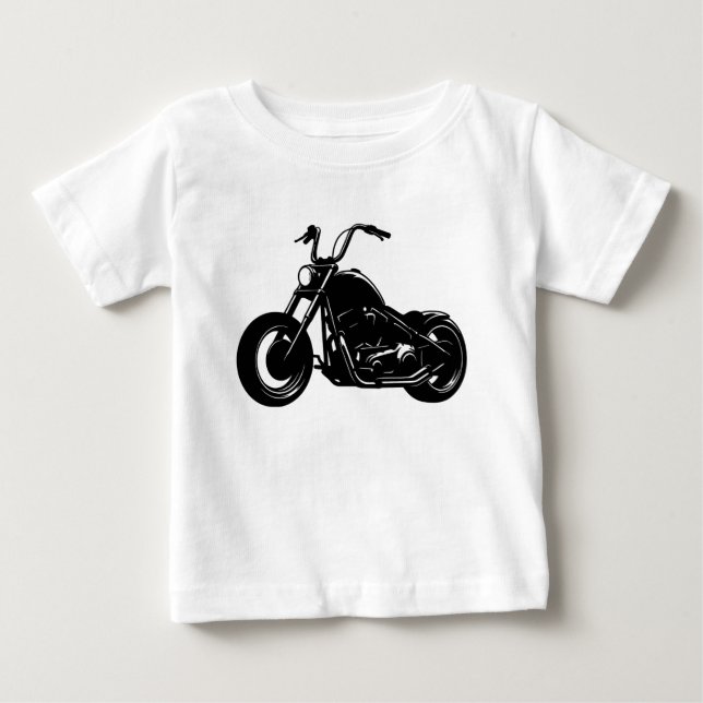 T-shirt Pour Bébé Illustration vectorielle de moto cruiser classique (Devant)