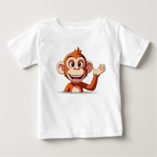 T-shirt Pour Bébé Illustration vectorielle de singe agitant la main