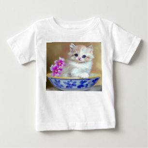 T-shirt Pour Bébé Illustration vintage de chaton blanc