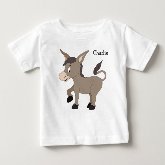 T-shirt Pour Bébé Illustrations Donkey vêtements de nom personnalisé (Devant)