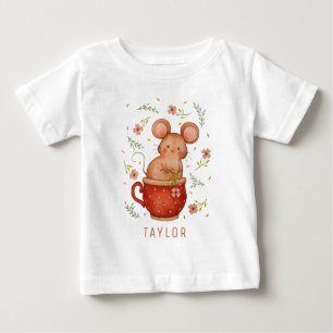 T-shirt Pour Bébé Image personnalisée de la souris aquarelle