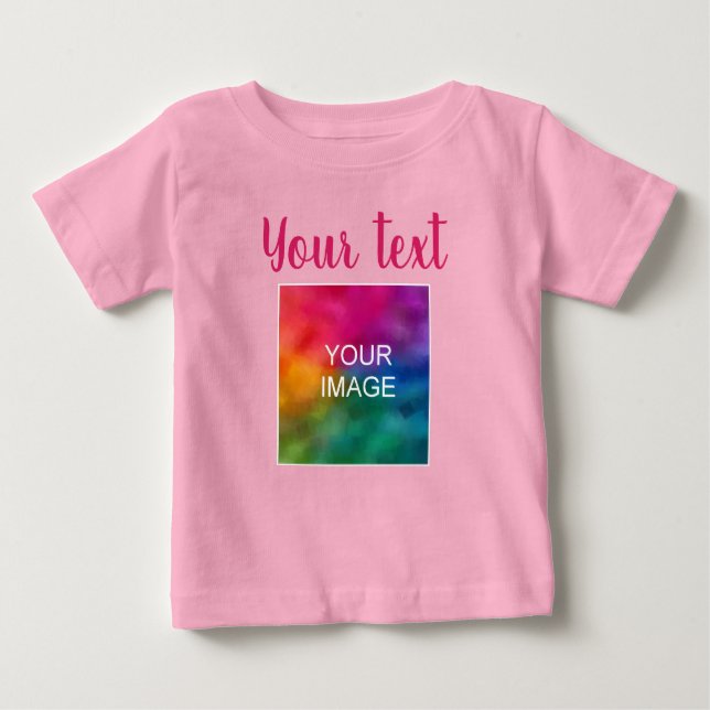 T-shirt Pour Bébé Image personnalisée Script manuscrit Texte rose te (Devant)
