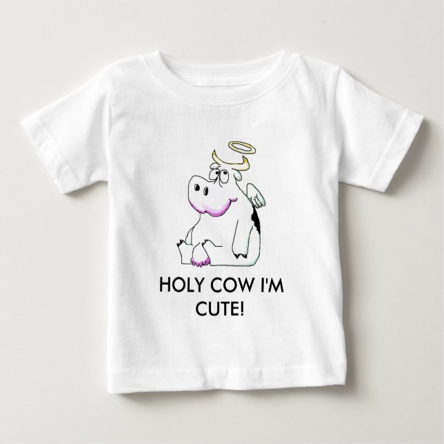 T-shirt Pour Bébé img005, VACHE SAINTE je suis MIGNON ! (Devant)