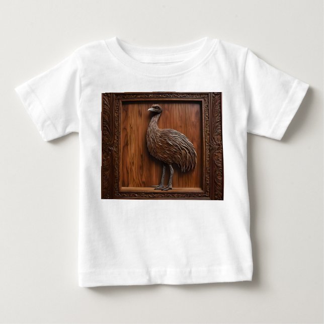 T-shirt Pour Bébé Impression 3d Wood Australian Emu (Devant)
