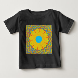 T-shirt Pour Bébé Impression Cyan et Gold Mandala Art