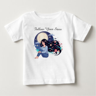 T-shirt Pour Bébé Impression d'art de femme céleste Suivez vos étoil