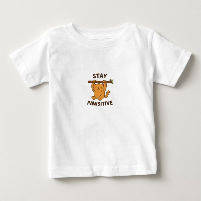 T-shirt Pour Bébé Impression de citation inspirante "Restez pawsitif (Devant)