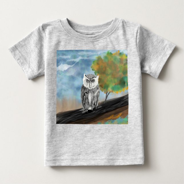 T-shirt Pour Bébé Impression de la chouette saisonnière (Devant)