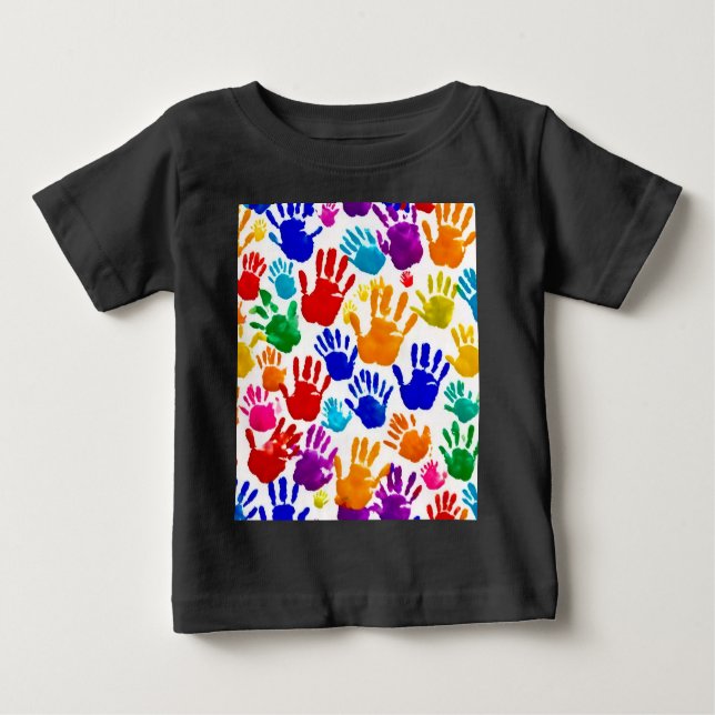 T-shirt Pour Bébé Impression manuelle colorée (Devant)