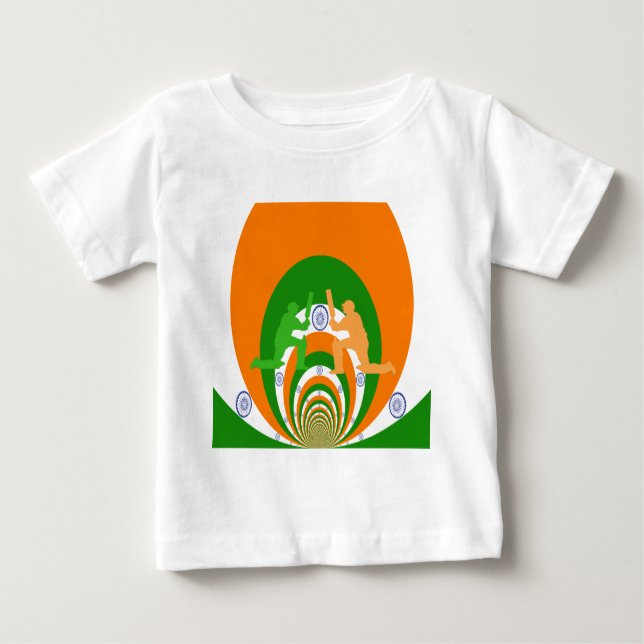 T-shirt Pour Bébé Inde Cricket Spirit Design abstrait (Devant)
