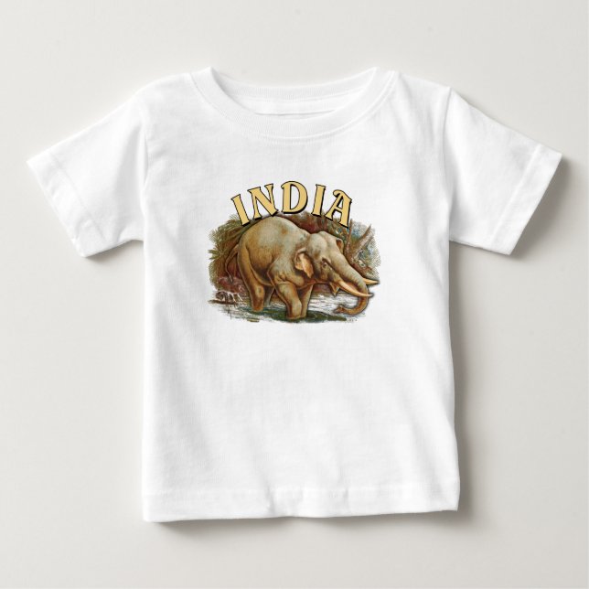 T-shirt Pour Bébé Inde Faune - Eléphant Indien (Devant)