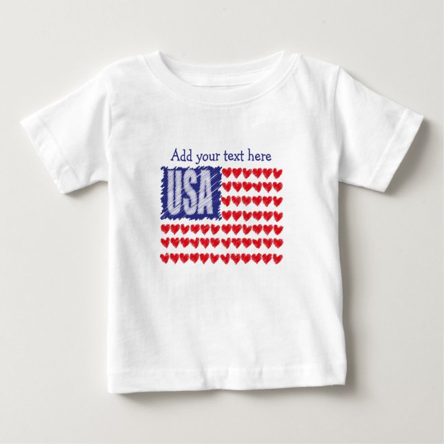 T-shirt Pour Bébé Indicateur Coeurs USA personnalisé (Devant)