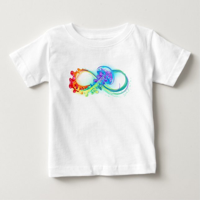 T-shirt Pour Bébé Infinity avec Rainbow Jellyfish (Devant)