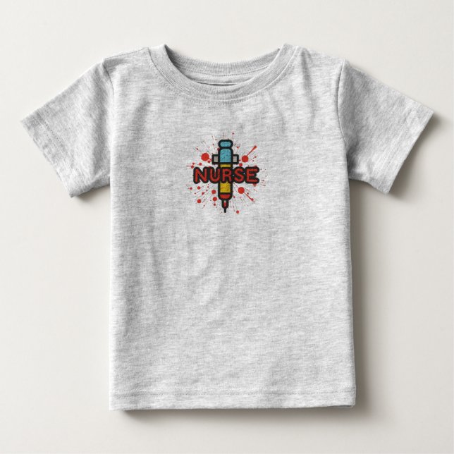T-shirt Pour Bébé Infirmière : Soins d'injection Quotidien (Devant)