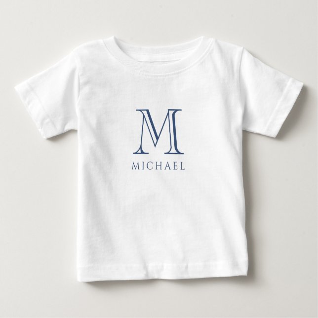T-shirt Pour Bébé Initiales de nom de garçon bleu marine  (Devant)
