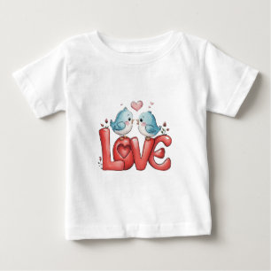 T-shirt Pour Bébé Inséparables Un Peu D'Amour Deux Cœurs, Une Chanso