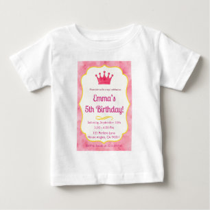 T-shirt Pour Bébé Invitation d'anniversaire Couronne Rose   zazzlema