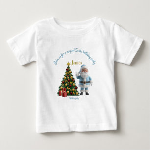 T-shirt Pour Bébé Invitation d'anniversaire Magique de Père Noël