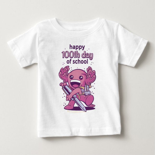 T-shirt Pour Bébé Invitation pour le 100e jour d'école (Devant)