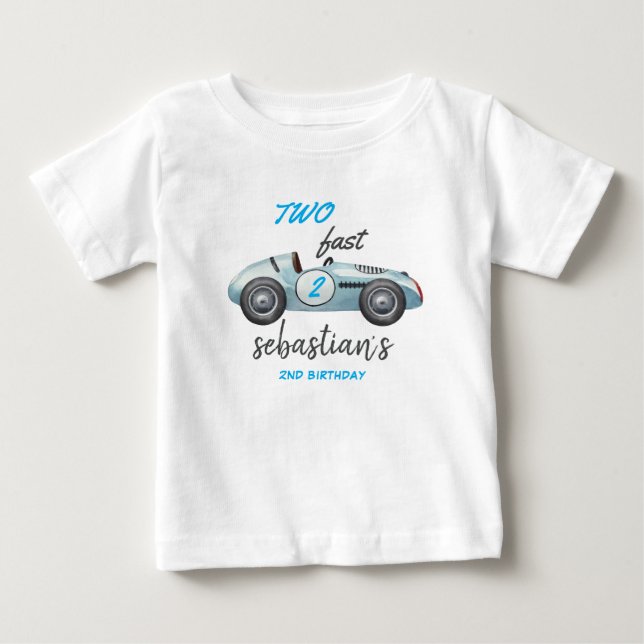 T-shirt Pour Bébé Invitation pour le 2e anniversaire de Two Fast Blu (Devant)