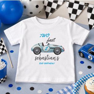 T-shirt Pour Bébé Invitation pour le 2e anniversaire de Two Fast Blu