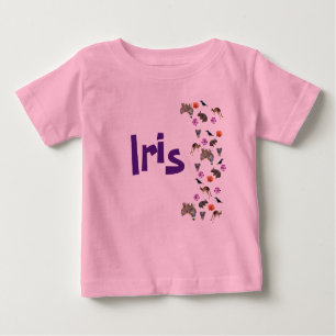 T-shirt Pour Bébé Iris, Filles Nom Avec La Faune Australienne,