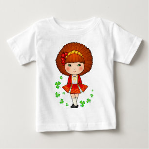 T-shirt Pour Bébé Irlandaise en robe rouge avec shamrock