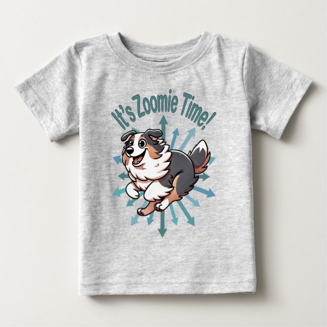 T-shirt Pour Bébé It’s Zoomie Time Australian Shepherd (Devant)
