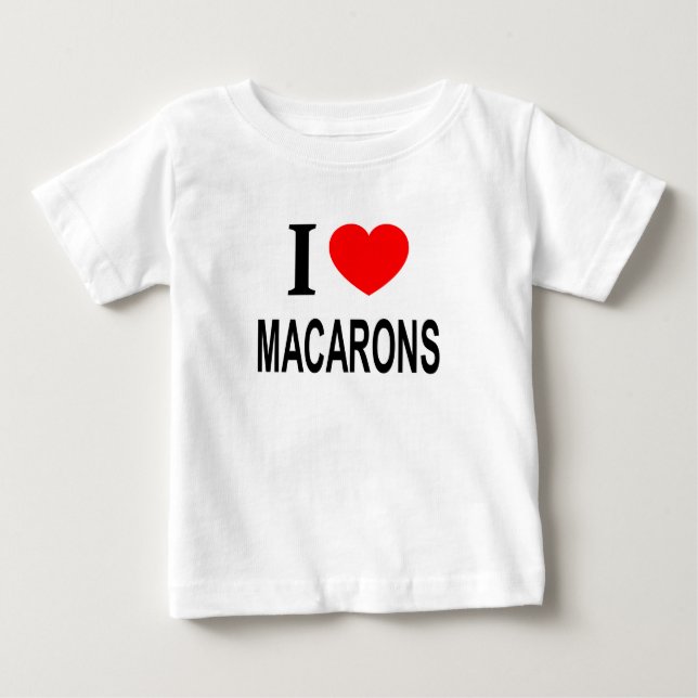 T-SHIRT POUR BÉBÉ J'❤️ MACARONS J'AIME MACARONS JE ❤️ MACARONS (Devant)