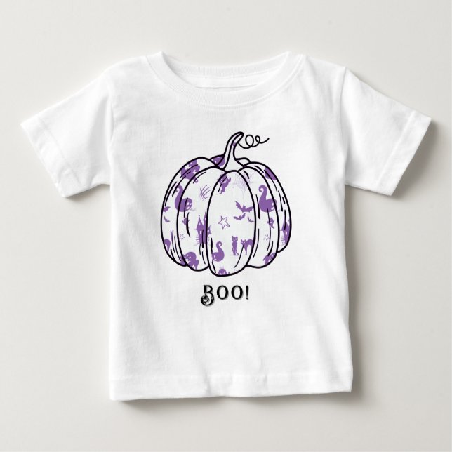 T-shirt Pour Bébé Jack-O’Lantern mou et Éffrayant (Devant)