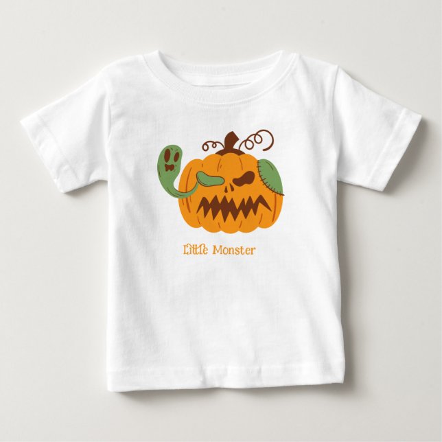 T-shirt Pour Bébé Jack-o-lanterne et os Halloween Éffrayant (Devant)
