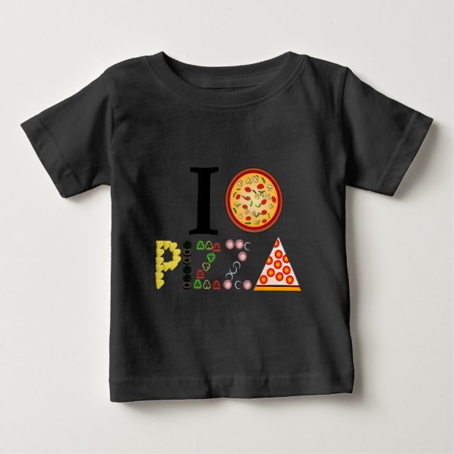 T-shirt Pour Bébé J'adore la pizza (Devant)