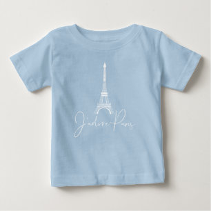 T-shirt Pour Bébé J'adore la Tour Eiffel de Paris Mignon Bleu