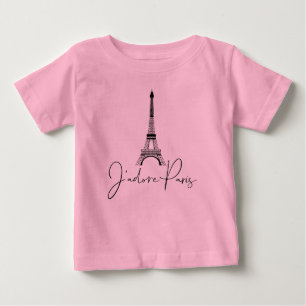 T-shirt Pour Bébé J'adore la Tour Eiffel de Paris Rose Mignon