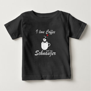 T-shirt Pour Bébé j'adore le café et mes amoureux de les chiens schn