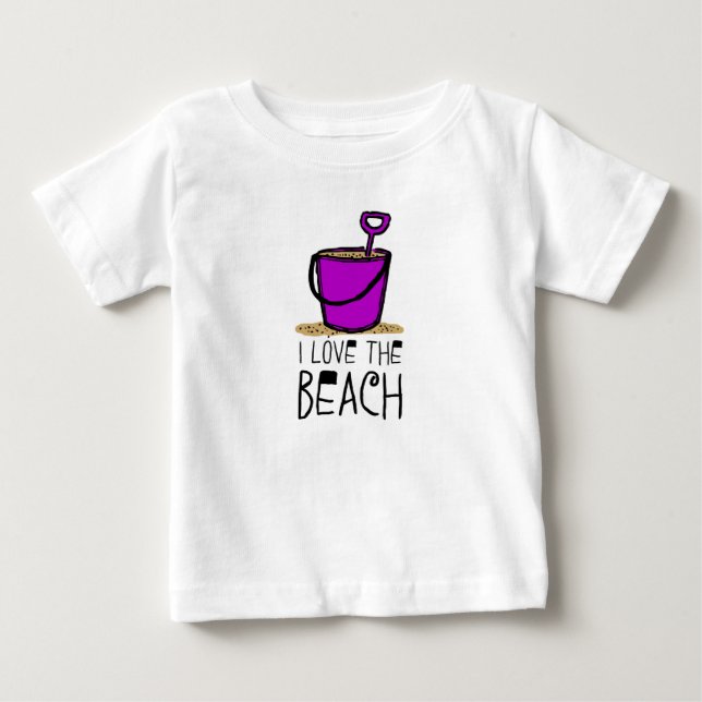 T-shirt Pour Bébé J'adore le seau de sable de plage (Devant)