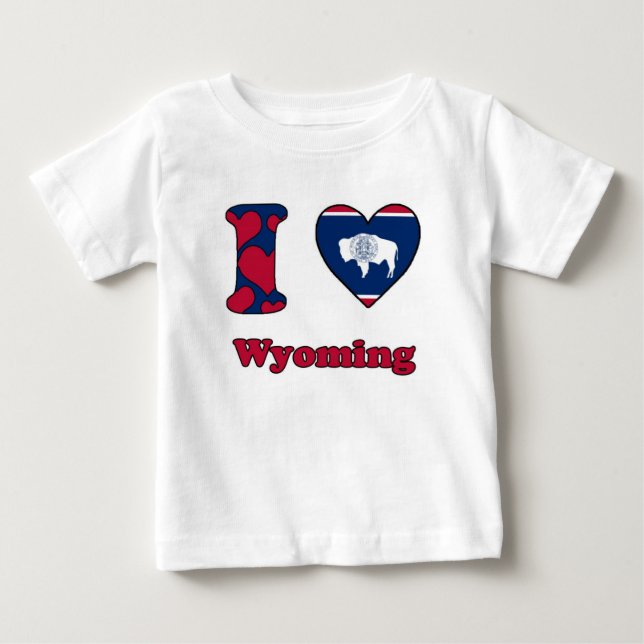 T-shirt Pour Bébé J'adore le Wyoming (Devant)