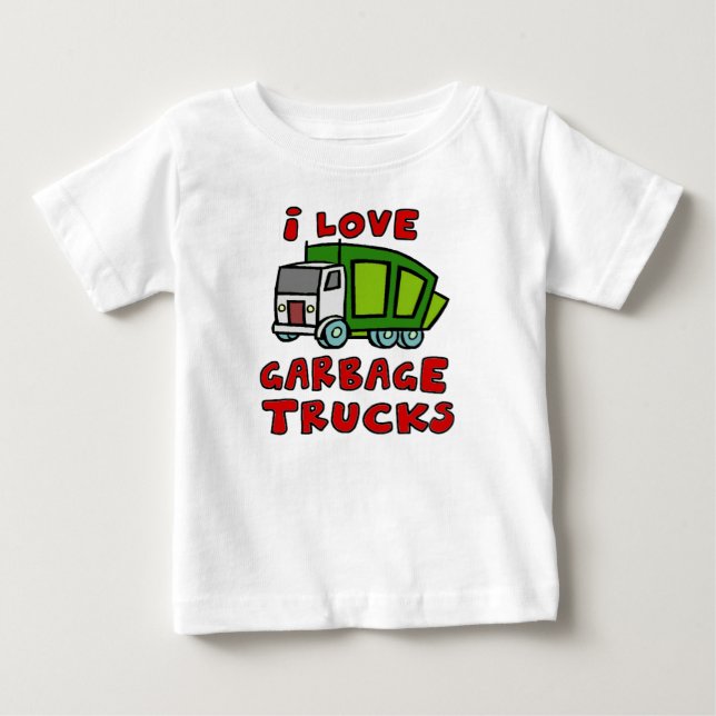 T-shirt Pour Bébé J'ADORE LES CAMIONS DE GARBAGE ! ! Garbage Trucks  (Devant)