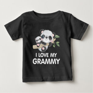 T-shirt Pour Bébé J'adore ma mamie Bébés pandas et pandas adultes mi