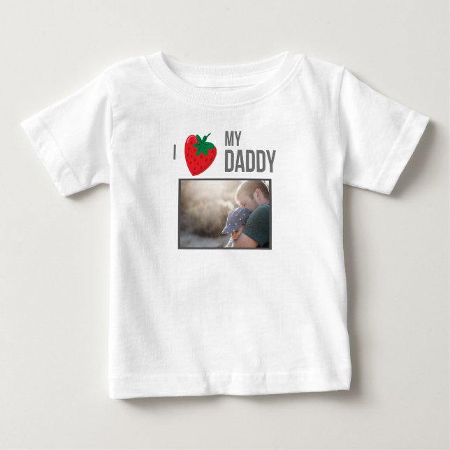 T-SHIRT POUR BÉBÉ J'ADORE MES VÊTEMENTS BÉBÉS DORÉS PHOTO PERSONNALI (Devant)