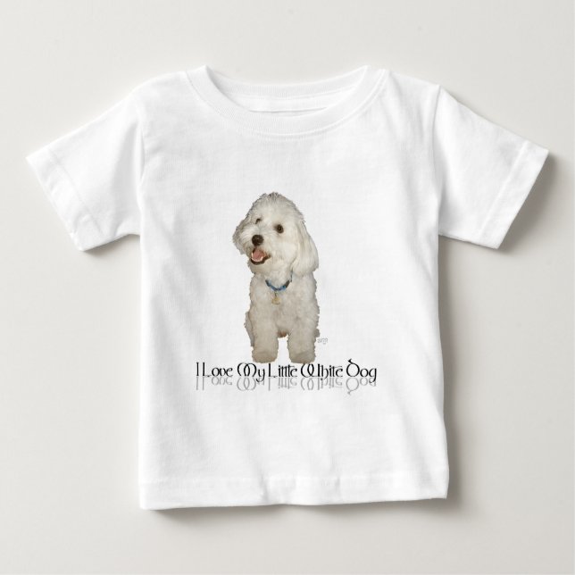 T-shirt Pour Bébé J'adore mon petit chien blanc - Havanais (Devant)