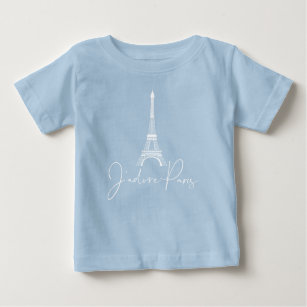 T-shirt Pour Bébé J'adore Paris Tour Eiffel Cute Blue