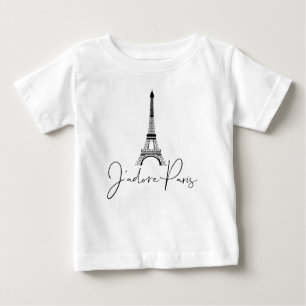 T-shirt Pour Bébé J'adore Paris Tour Eiffel Cute White
