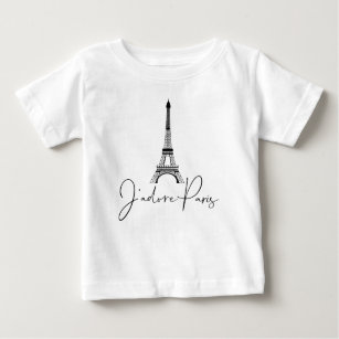 T-shirt Pour Bébé J'adore Paris Tour Eiffel Cute White