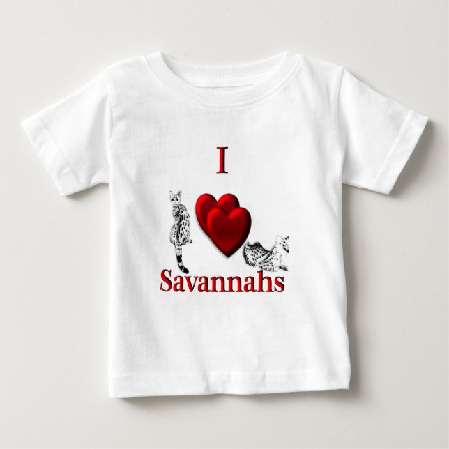 T-shirt Pour Bébé J'adore Savannah Cat (Devant)