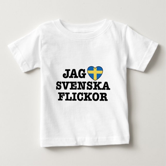 T-shirt Pour Bébé Jag Svenska Flickor (Devant)