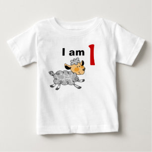 T-shirt Pour Bébé J'ai 1 an aujourd'hui (mignon petit agneau)