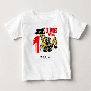 T-shirt Pour Bébé J'Ai Creusé Être Un 1Er Anniversaire Construction