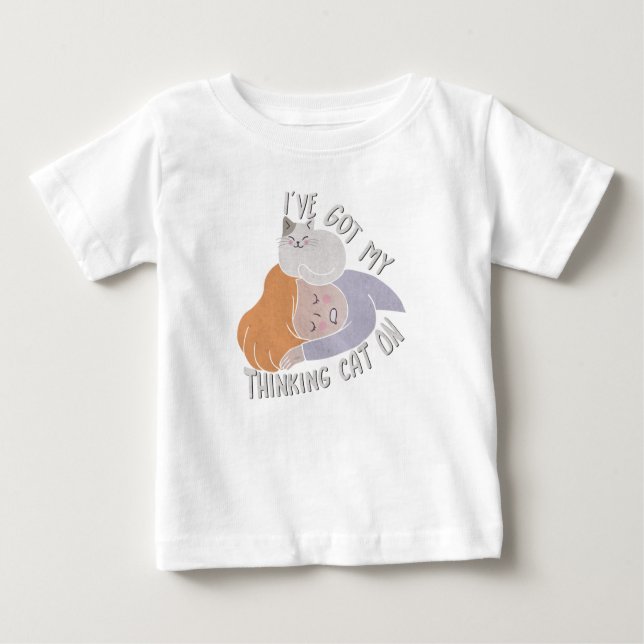 T-shirt Pour Bébé J'ai mon chat pensif (Devant)