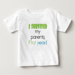 T-shirt Pour Bébé J'ai survécu à mes parents la première année